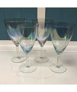 Set of 4 Vintage Iridescent 7.5” Wine Water Glasses rainbow stemware coc... - $1,432.53 MXN