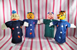 Darling Vintage 1960&#39;s Colorful 4pc Rubber Face Animal Hand Puppets - £29.68 GBP