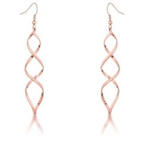 Precious Stars Rose Goldtone Twisting Dangling Earrings - $15.00