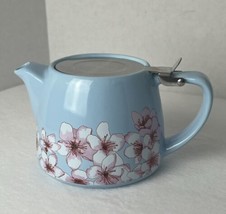 Alfred Ceramics Stainless Steel Teapot/Planter Cherry Blossoms Powder Blue EUC - £7.95 GBP