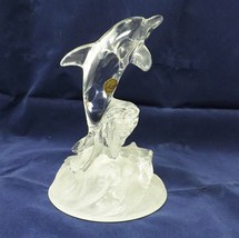 Cristal d&#39;Arques Genuine Lead Crystal Dolphin on a Wave - New - £17.37 GBP