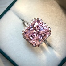 Elegant 6ct Pink Sapphire Diamond Ring 100% Original 925 sterling silver Engagem - £70.33 GBP