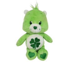 8" Care Bears Green Good Luck Shamrock Clover Bear Stuffed Animal Plush 2002 - $27.55