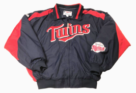 $55 Minnesota Twins Vintage 90s MLB Blue Red Therma Fleece Lined Zip Jacket XL - £59.50 GBP