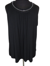 Lane Bryant Women&#39;s Black Beaded Jeweled Sleeveless Top Plus Size 26-28 - £23.58 GBP