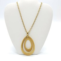 Crown Trifari Mid Century Modern Matte Gold Tone Teardrop Necklace 1960s - £45.46 GBP