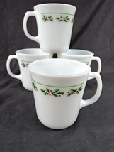 Corelle Christmas Holly Days Pattern - Lot of 4 Mugs/Cups 3.5&quot; - £14.68 GBP