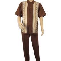 Men Silversilk 2pc Walking Leisure Matching Suit Italian Woven Knits 71003 Brown image 7