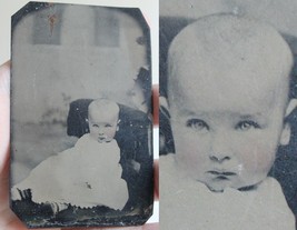 Antique Tintype Photo Picture Little Baby Portrait Old Tin Type - £15.84 GBP