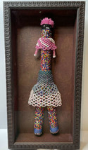 Vintage African Doll Hand made 17” Tall Fertility Beaded In Frame - £104.34 GBP