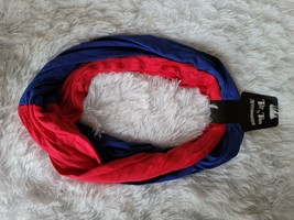 Tiff &#39;N Tam Infinity Scarf Red &amp; Blue NWT Viscose Polyester - £7.26 GBP