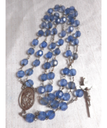 Catholic Rosary St Joseph/Mary Silver Crucifix 22&quot; Light Blue Acrylic Be... - £9.88 GBP