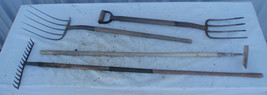 Lot Of Yard Tools - Pitchfork, Hoe &amp; Rock Rake - £45.91 GBP