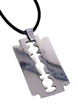 Razor Blade Necklace Pendant Peaky Mobster Gang Adjustable Leather Cord  - $8.75