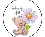 30 THINKING OF YOU TEDDY BEAR STICKERS ENVELOPE SEALS LABELS 1.5&quot; ROUND ... - $7.49