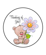 30 THINKING OF YOU TEDDY BEAR STICKERS ENVELOPE SEALS LABELS 1.5&quot; ROUND ... - £5.98 GBP