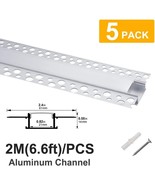 5 Pack 6.6Ft/2m Plaster-In Trimless Recessed LED Aluminum Channel with F... - $122.81 CAD