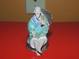 Chinese Mud Man Men 2.5&quot;+ Turquoise White seated Blue China Mudman Antiq... - $58.49