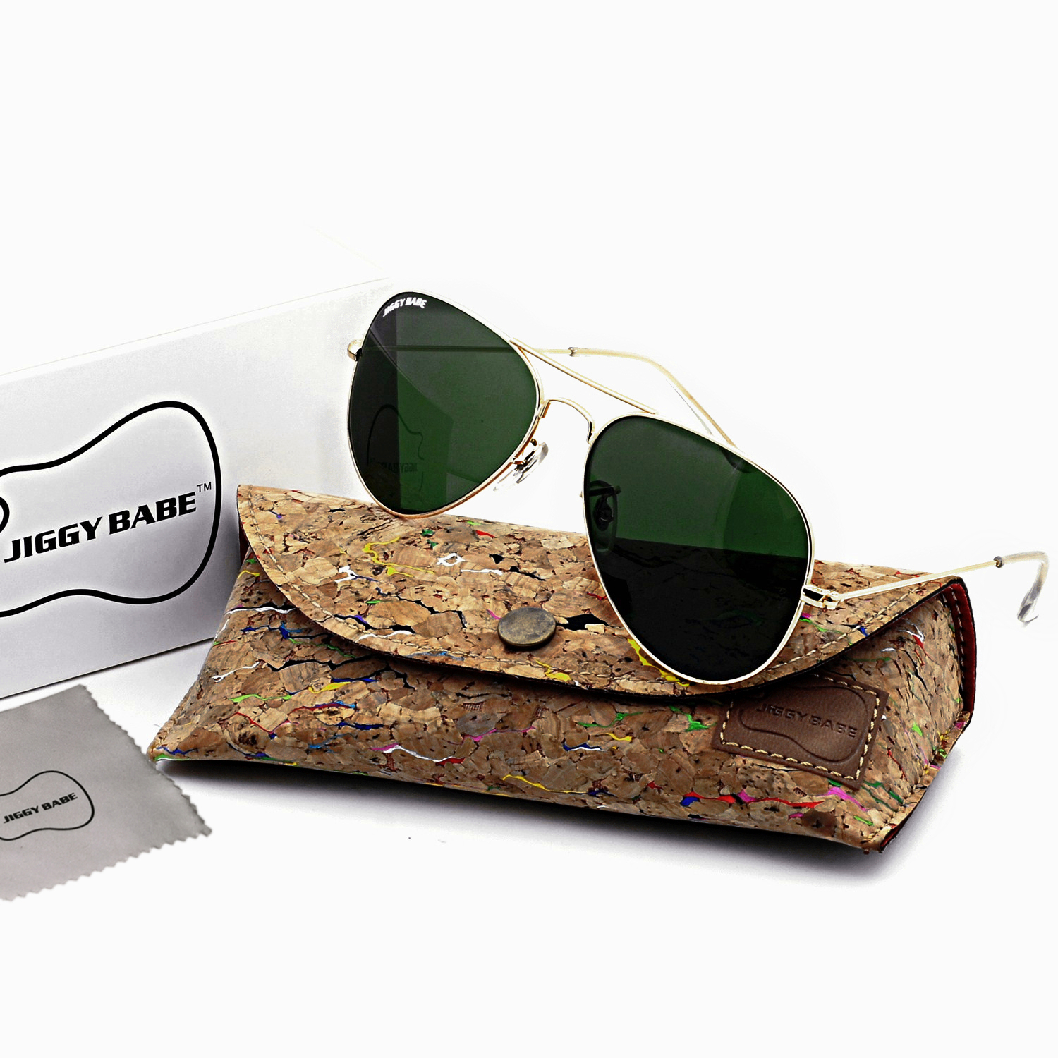 Top Brand Name Aviator Sunglasses Retro 3025 Large Metal Glass Mirror Deep Green