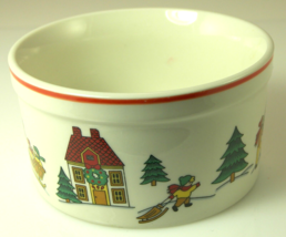 Joy of Christmas Dish Bowl Jamestown China Winter Scenes Sleigh Snowman Trees - £6.78 GBP