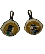 Vintage Rustic Set of 2 Lot Miniature Cast Iron Small Pans Amish Man &amp; W... - £12.27 GBP