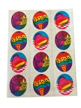 Rare Vintage Lisa Frank S111 Leopard Hearts Rainbow Ice Cream Sticker Sheet - £11.62 GBP