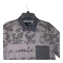 Hurley Floral Pocket Button Down Shirt Men&#39;s  XL Short Sleeve Gray 100% ... - £15.78 GBP