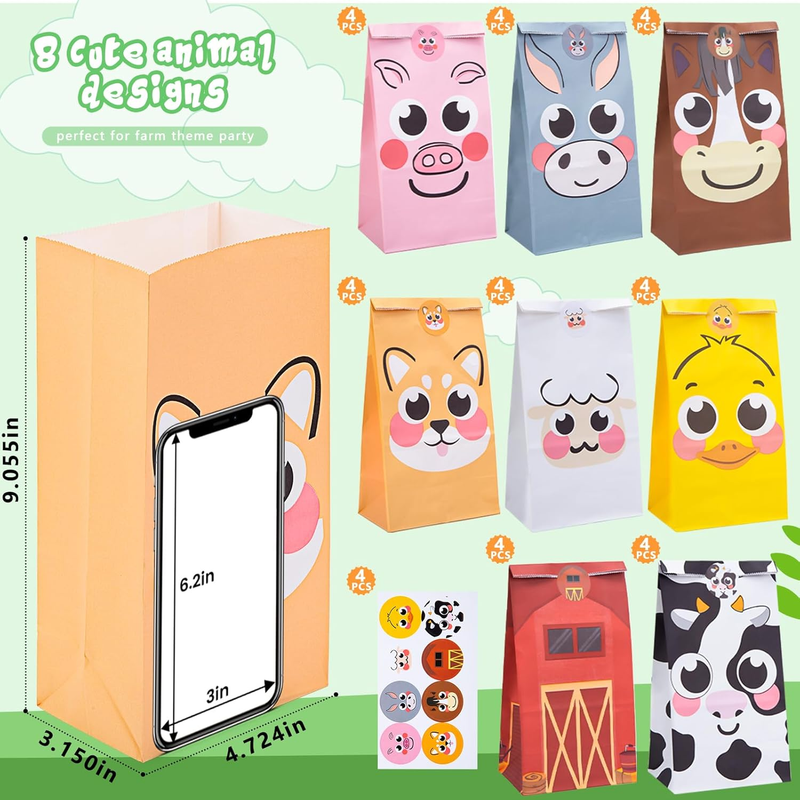 Lovestown 32 Pack Animal Goodie Bags, 4.7X3.1X8.7 Inches Cute Party Favor Bags f Item image 4