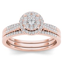 Authenticity Guarantee 
10K Rose Gold 1/2ct TDW Diamond Cluster Halo Bridal R... - £703.42 GBP