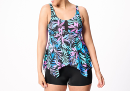 Kim Gravel x Swimsuits For All Net Front Hanky Tankini Multi Palm, Reg 14 - $22.72