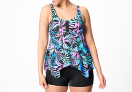 Kim Gravel x Swimsuits For All Net Front Hanky Tankini Multi Palm, Reg 14 - £18.13 GBP