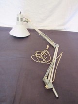 VTG Mid Century Expandable Arm Drafting Shop Mount Lamp Metal Shade White - £34.86 GBP