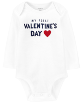 NEW Carter&#39;s My First Valentine&#39;s Day 1 Pc Bodysuit long sleeve off wht NB or 3M - £7.52 GBP