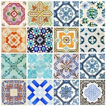 Portuguese Tile Decals 4x4 Inch Sevilla - Set of 16 - Self Adhesive  - £10.24 GBP