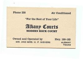 Albany Courts Business Card Hwy 180-183 Albany Texas Modern Rock Court 1... - $17.82