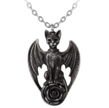 Alchemy Gothic Guardian of Soma Pendant Winged Cat Rose P925 Elixer of L... - $48.95