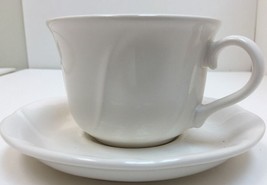 Pfaltzgraff "Stratus" Cup and Saucer Set (White Swirl Embossed) - £6.99 GBP