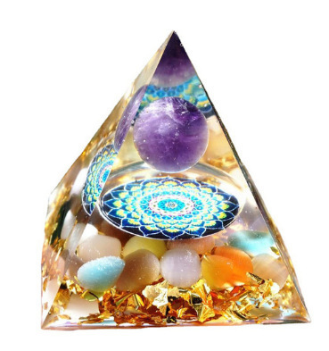 Natural Orgonite Pyramid Reiki Amethyst Energy Healing Chakra Meditation... - $11.99