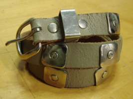 Genuine Leather Studded Silver Metal Fashion Belt Size Med Womens Taupe ... - £15.15 GBP