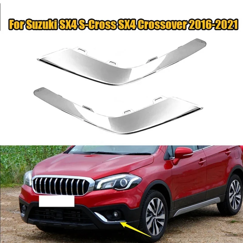 Car Front Fog Light Lamp Chrome Trim Cover Garnish For Suzuki SX4 S-Cross - £75.59 GBP