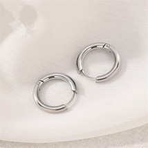 Tainless steel circle hoop earrings for women girls black gold color silver color round thumb200