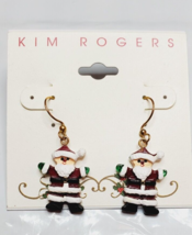Kim Rogers Gold Tone French Wire Santa Clause Earrings New - $10.50