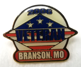 Branson Missouri Veteran Lapel Pin 2006 Red White Blue Burst Vintage - $11.35