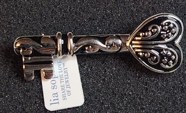 LIA SOPHIA Silver-tone and Black Enamel Key Pin Brooch NEW w/ Tags - £4.67 GBP
