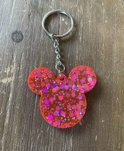 Disney Inspired Mickey Mouse Head Resin Keychain Pink Glitter 2” - £9.10 GBP