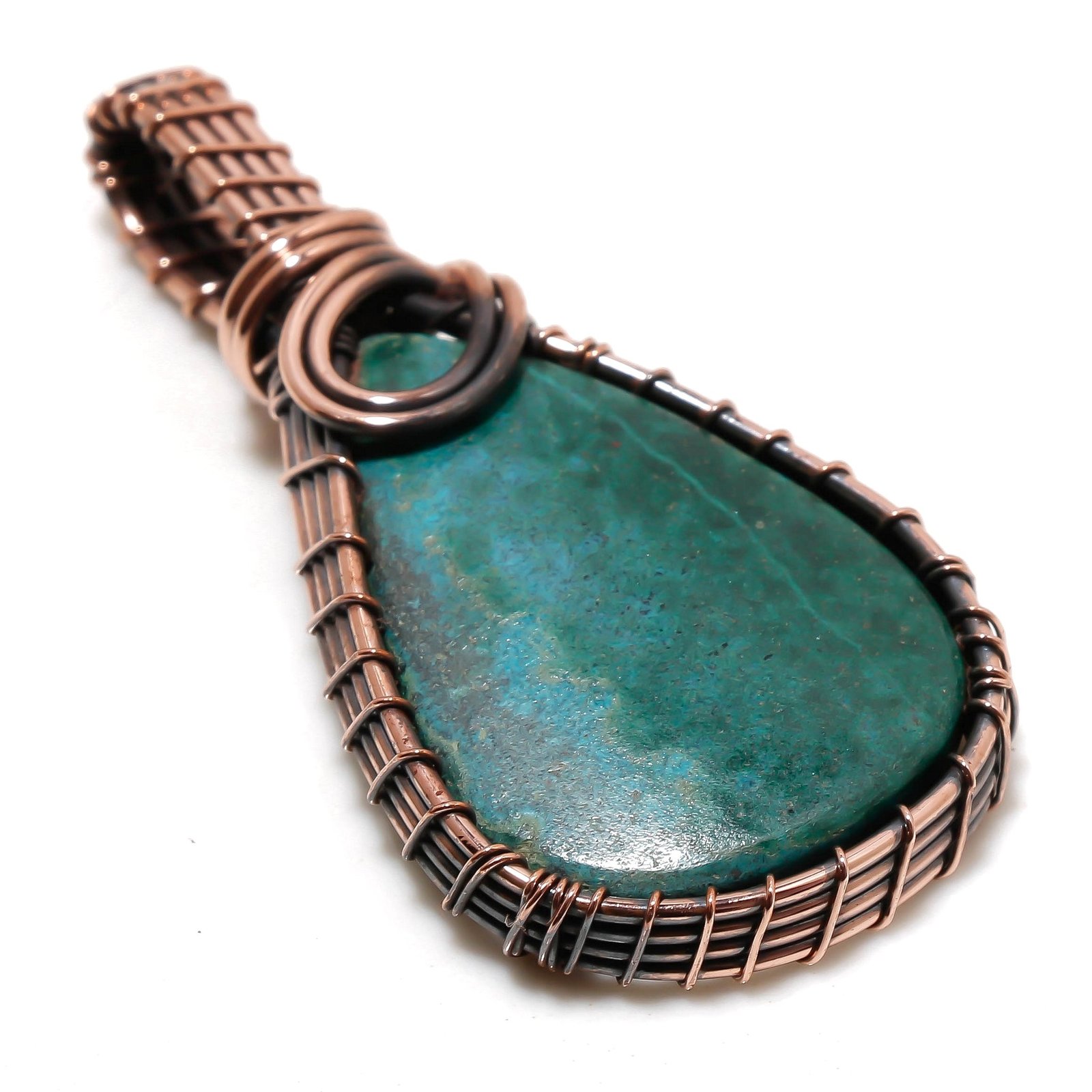 Primary image for Malachite Gemstone Handmade Ethnic Copper Wire Wrap Pendant Jewelry 2.10" SA 907