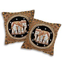 Elegant Thai Elephant Velvet and Pearls Set of 2 Square Pillow Covers - ... - $45.13