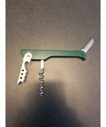 vintage green plastic handle corkscrew ABA made in Italy with knife - £7.70 GBP