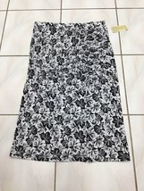 NEW MICHAEL KORS WHITE BLACK FLORAL  MIDI STRAIGHT  PLEATED SKIRT SIZE L... - £35.96 GBP