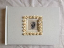 Elegant Handmade Ivory Silk Wedding Guest Book with ivory rose frame cover - £25.14 GBP